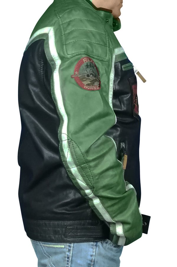Top Gun Lederjacke TG 1005 Farbe: 1565 black/green/creme