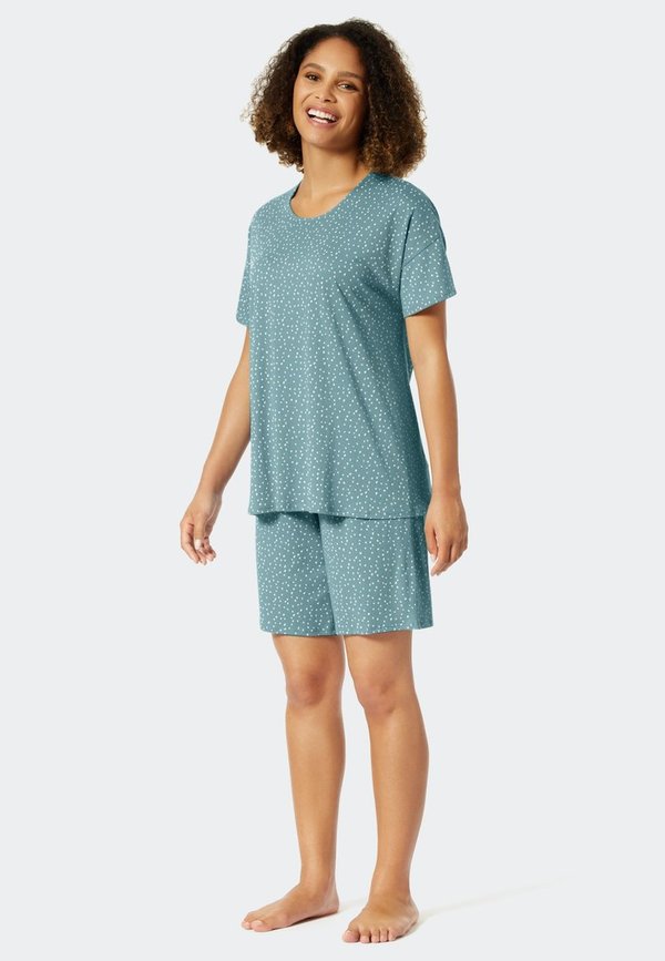 Schiesser Damen halbarm Schlafanzug 176853 Farbe: 808 blaugrau