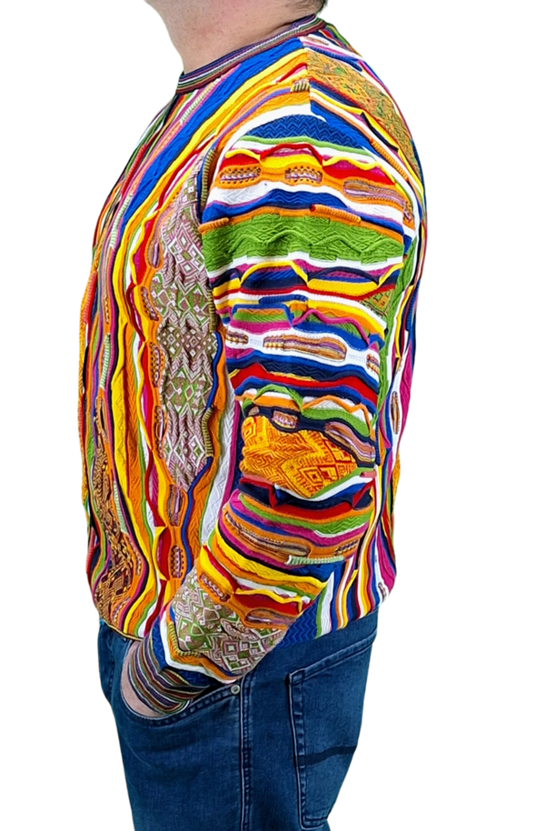 Herrenpullover Intarsienstrick Pullover mit 3D-Effekt bunt