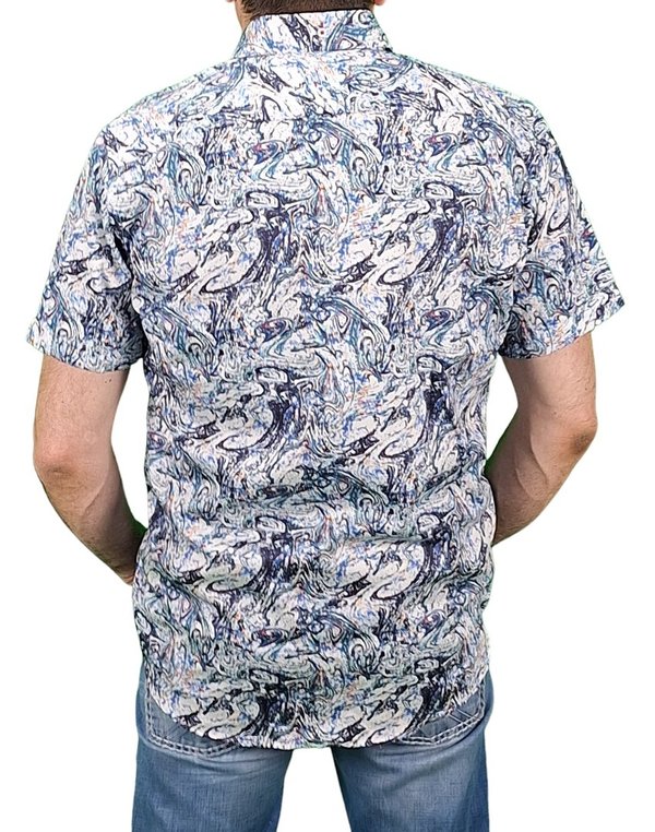 Halbarm Herrenhemd mit abstraktem Print paisly interessantes Design - Verleiht A